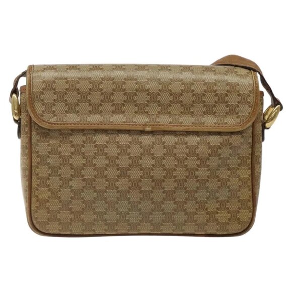 CELINE Macadam Canvas Shoulder Bag PVC Beige Gold Auth 124630 - Picture 6 of 15